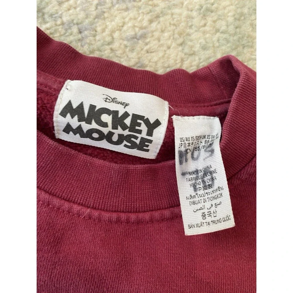 Disney Parks Sweatshirt Womens XS Embroidered Mickey Mouse Cropped 90s Cute